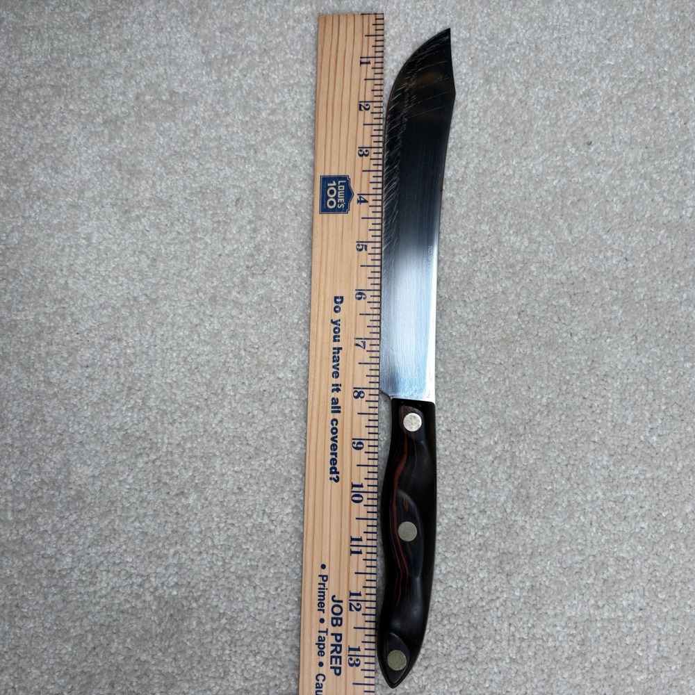 Cutco 1022 Butcher Knife 8 Inch Blade Classic Brown Woodgrain Handle USA ASIS - Picture 5 of 6
